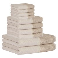 CAWÖ towel set, 10-piece - C Two-Tone, 2x shower towel, 4x hand towel, 4x guest towel Nature Set