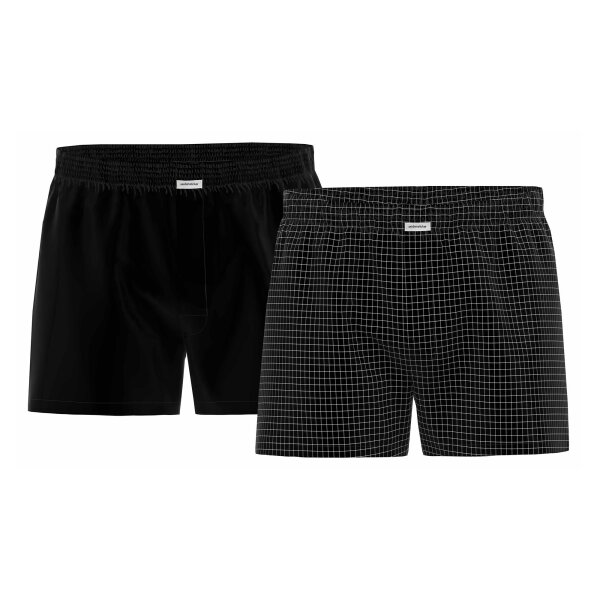 Seidensticker Men Woven Boxer Shorts, 2-Pack - Boxer 2-Pack, Cotton, Logo Black M (Medium)