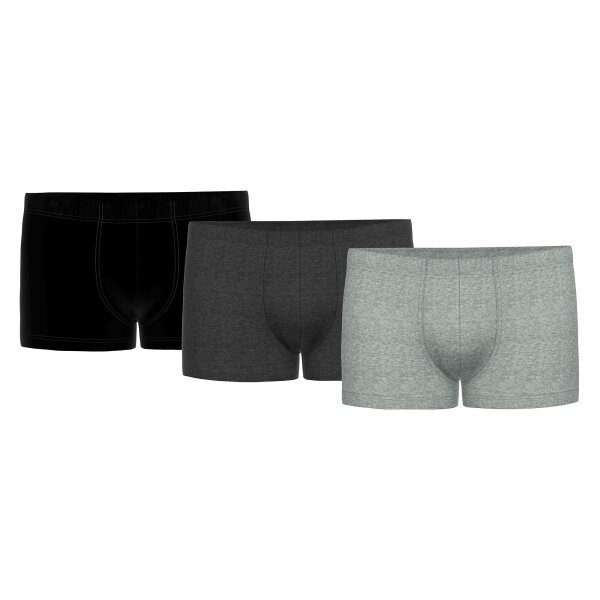 Seidensticker Men boxer shorts, pack of 3 – Trunk 3-pack, single jersey, cotton blend, plain colour Black/Grey M (Medium)