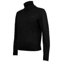 A|X ARMANI EXCHANGE Womens Turtleneck Sweater - Fine knit, virgin wool, logo, solid color Black XS (X-Small)