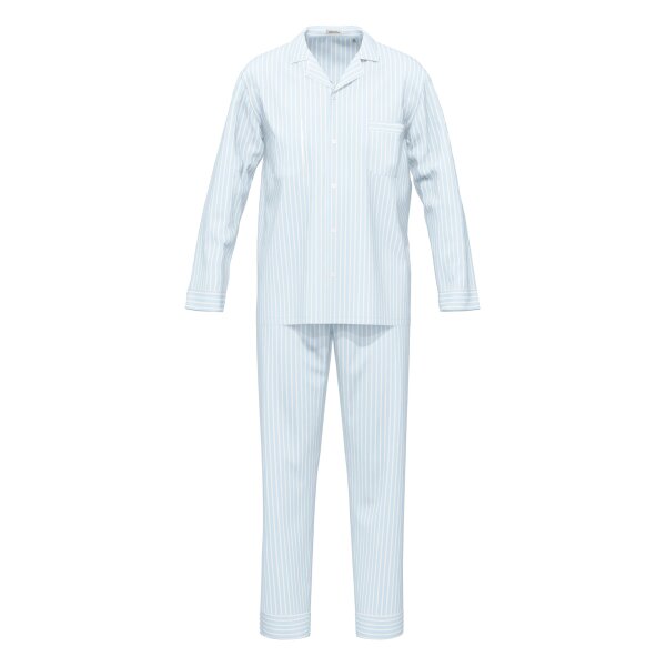 Seidensticker Herren Schlafanzug, lang - Classic Pyjama Set, Web-Schlafanzug, Knopfleiste, Baumwolle Blau M