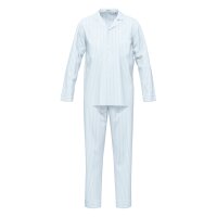 Seidensticker Herren Schlafanzug, lang - Classic Pyjama Set, Web-Schlafanzug, Knopfleiste, Baumwolle Blau M