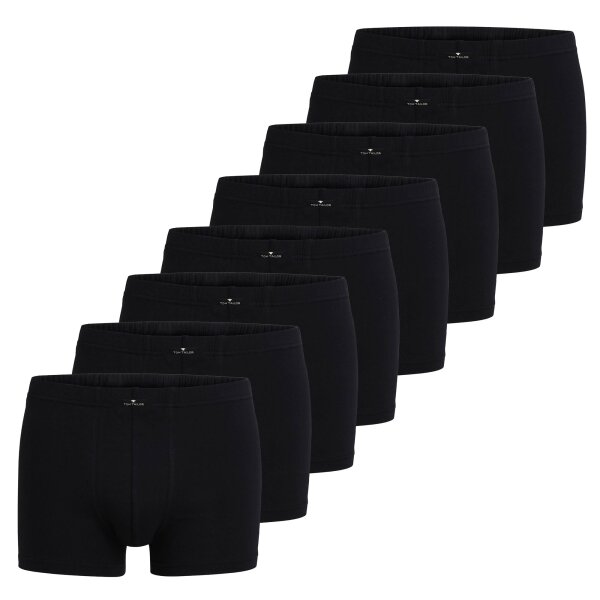 TOM TAILOR Mens Shorts, Pack of 8 - X-LASTIC, Boxer Briefs, Pants, Stretch Cotton Black M (Medium)