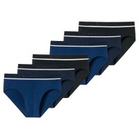 SCHIESSER Mens Briefs, 6-Pack – ‘95/5’, Rio Briefs, Logo Waistband, Stretch Cotton Black/Blue L (Large)