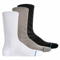 STANCE Unisex Socks, 3-Pack - Run Light Tab Crew, Logo, Performance Socks, Crew Socks Black / White / Grey 38-42