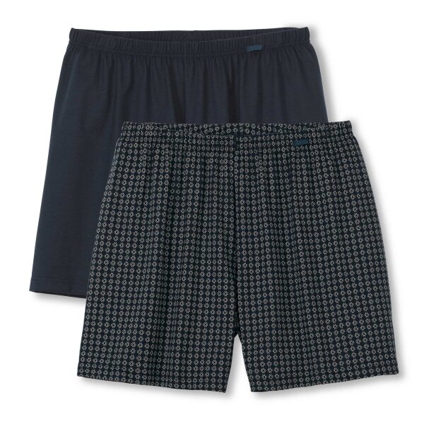 CALIDA Herren Web-Boxershorts, 2er Pack - Prints Benefits, Baumwolle, Single Jersey Dunkelblau/Weiß L (52/54)