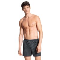 CALIDA Men Woven Boxer Shorts, 2-Pack - Prints Benefits, Cotton, Single Jersey Darkblue/White L (Large)