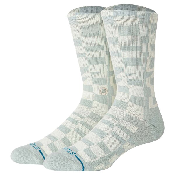 STANCE Unisex Socks - Wave Check Crew, Logo, Crew Socks Blue 38-42