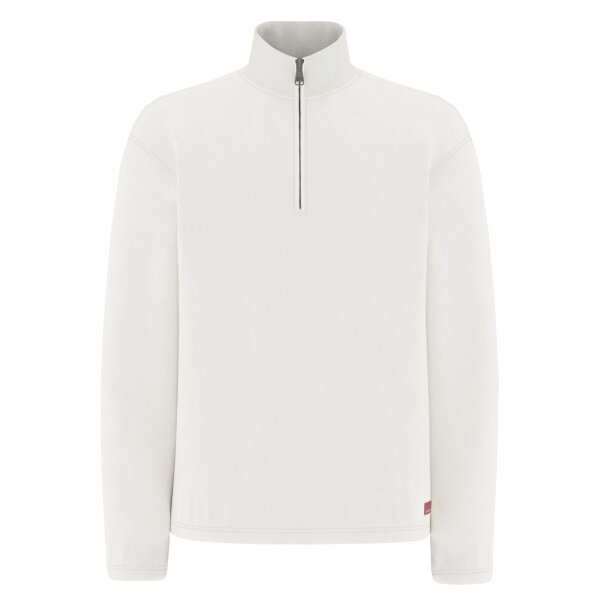 JOOP! JEANS Herren Sweatshirt mit Stehkragen - Akamu, Baumwolle, Half-Zipkragen, Bündchen, einfarbig Weiß M