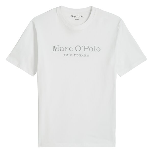 Marc OPolo Herren T-Shirt - Big-Logo, Regular Fit, Baumwolle, Logoprint, uni Weiß S