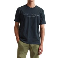 Marc OPolo Mens T-shirt - Large logo, regular fit, cotton, logo print, plain Blue S (Small)