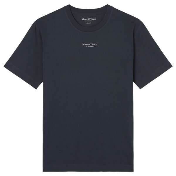 Marc OPolo Herren T-Shirt - Medium-Logo, Regular Fit, Baumwolle, Logoprint, uni Blau S