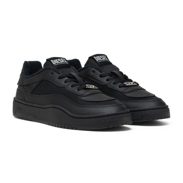 DIESEL Mens Sneakers - S-OVAL SKATE LOW, Lace-up Shoes, Leather Black EUR 43 (UK 9)