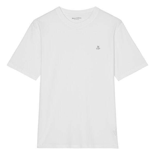 Marc OPolo Mens T-shirt - Small logo, regular fit, cotton, logo print, plain White S (Small)