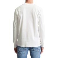 Marc OPolo Mens Long Sleeve Shirt - Small Logo, Shaped Fit, Cotton, Logo Print, Plain White M (Medium)