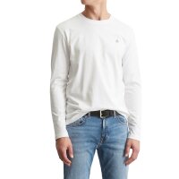Marc OPolo Mens Long Sleeve Shirt - Small Logo, Shaped Fit, Cotton, Logo Print, Plain White S (Small)