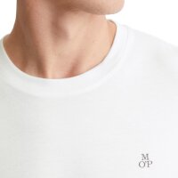 Marc OPolo Mens Long Sleeve Shirt - Small Logo, Shaped Fit, Cotton, Logo Print, Plain White S (Small)
