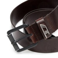DIESEL Mens Belt - B-DAVE II, Leather, Metal Buckle, Logo Embossing Brown 85 cm