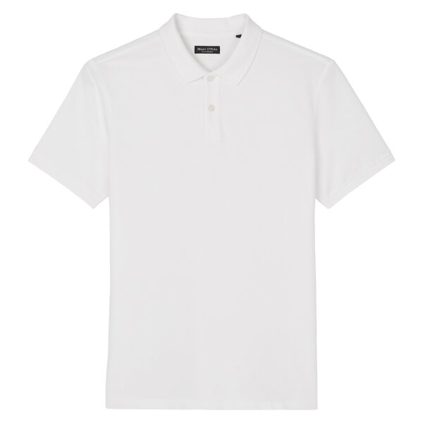 Marc OPolo mens polo shirt, short sleeves – small logo, regular fit, piqué texture White S (Small)
