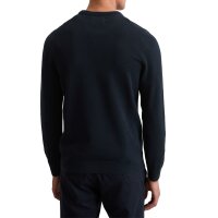 Marc OPolo Herren Strickpullover - Piqué-Struktur, Rundhals, Regular Fit, Cotton Blau L