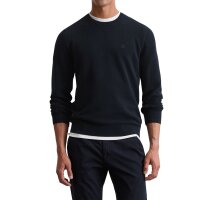 Marc OPolo mens knitted jumper – piqué texture, round neck, regular fit, cotton Blue S (Small)