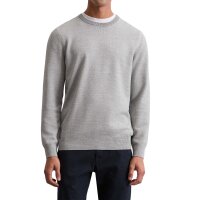 Marc OPolo Herren Strickpullover - Piqué-Struktur, Rundhals, Regular Fit, Cotton Grau S