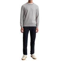 Marc OPolo Herren Strickpullover - Piqué-Struktur, Rundhals, Regular Fit, Cotton Grau S
