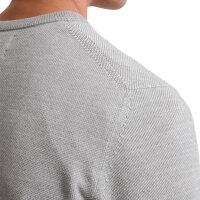 Marc OPolo Herren Strickpullover - Piqué-Struktur, Rundhals, Regular Fit, Cotton Grau S