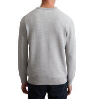 Marc OPolo mens knitted jumper – piqué texture, round neck, regular fit, cotton Grey S (Small)