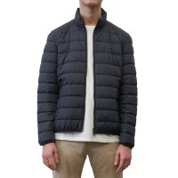 Marc OPolo Mens Quilted Jacket - Woven Outdoor Jackets, Stand-up Collar, Zipper, Plain Blue L (Large)