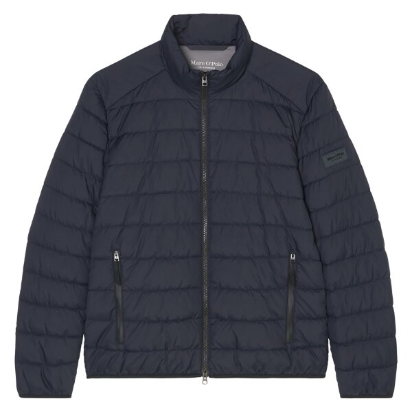 Marc OPolo Mens Quilted Jacket - Woven Outdoor Jackets, Stand-up Collar, Zipper, Plain Blue M (Medium)