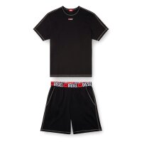 DIESEL Herren Schlafanzug, kurz, 2-teilig - SET-ADAM-D-CORE, Baumwolle, Kontrastnähte, Logobund Schwarz XL