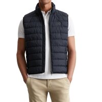 Marc OPolo Herren Steppweste - Woven Outdoor Vest, Stehkragen, Zipper, uni Blau M