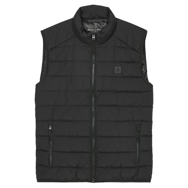 Marc OPolo Herren Steppweste - Woven Outdoor Vest, Stehkragen, Zipper, uni Schwarz M