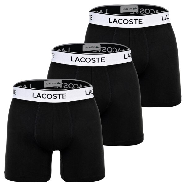 LACOSTE Mens Boxer Shorts, 3-Pack - Boxer Briefs, Cotton Stretch, Logo Waistband Black M (Medium)