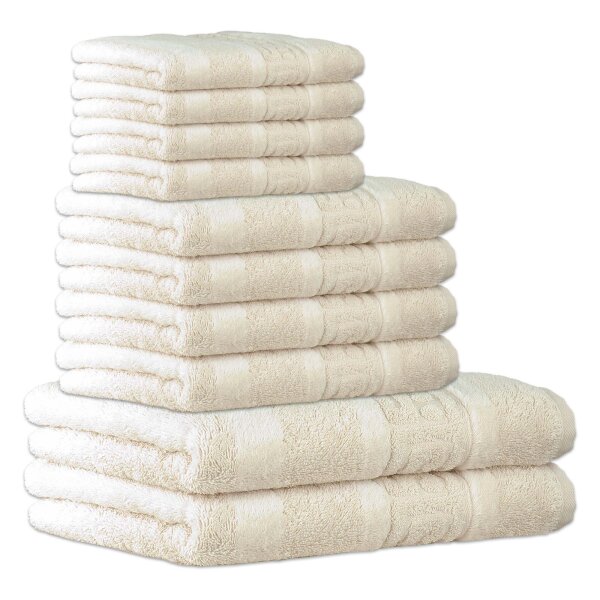 CAWÖ Handtuch Set, 10-tlg. - C Noblesse, 2x Duschtuch, 4x Handtuch, 4x Gästetuch Natur Set