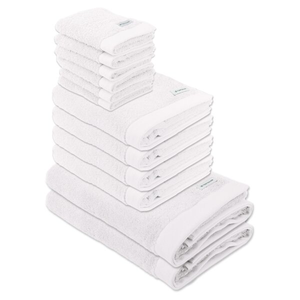 TOM TAILOR Towel Set, 12 pieces - Colour Bath, 2x bath towel, 4x hand towel, 6x guest towel White Set
