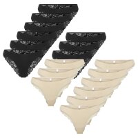 ONLY Damen Brazil-Slips, 6er Pack - ONLCHLOE LACE BRAZIL,...