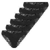 ONLY Damen Brazil-Slips, 6er Pack - ONLCHLOE LACE BRAZIL, Spitze Schwarz XS