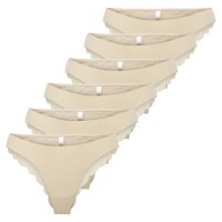 ONLY Womens Brazilian Briefs, 6-Pack - ONLCHLOE LACE BRAZIL, Lace Beige XS (X-Small)