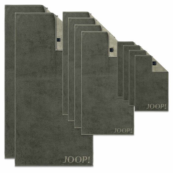 JOOP! Towel Set, 10 pieces - J! Joop! Contour, 2x bath towel, 4x hand towel, 4x guest towel Olive Set