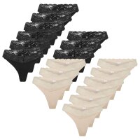 ONLY Womens Thongs, 6-Pack - ONLCHLOE LACE THONG, Lace