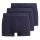 OLYMP Herren Boxershorts, 3er Pack - Trunks, Cotton Stretch, Logo, einfarbig Blau M