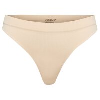 ONLY Damen Strings, 6er Pack - ONLVICKY RIB THONG, gerippt Schwarz/Beige XS/S
