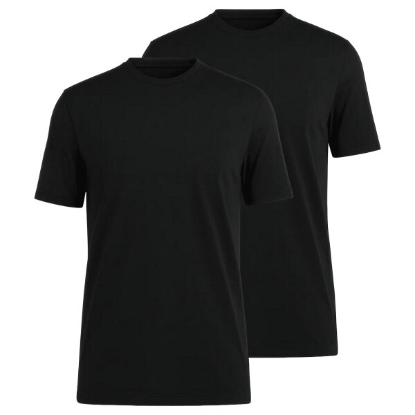 OLYMP Herren T-Shirts, Rundhals, 2er Pack - Bodywear, Modern Fit, Baumwolle Schwarz S