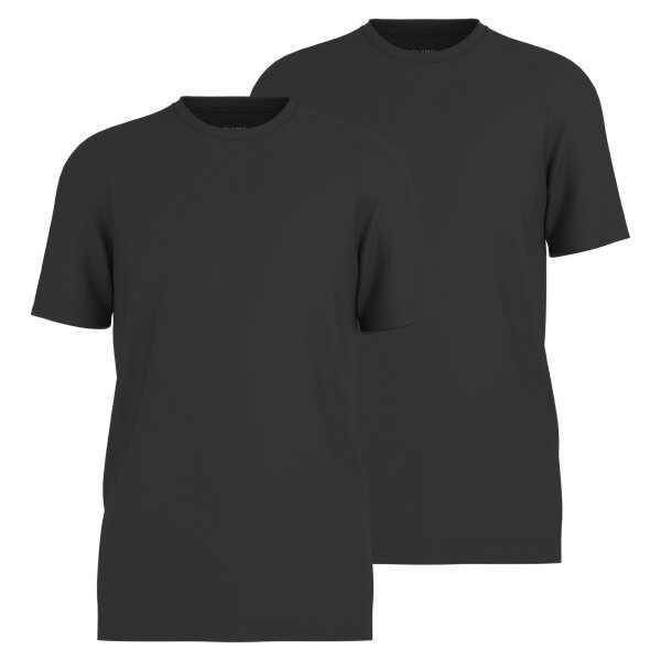 OLYMP Mens T-Shirts, Round Neck, 2-Pack - Bodywear, Modern Fit, Cotton Black S (Small)