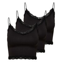 ONLY Damen Cropped-Top 3er Pack - ONLVICKY LACE SEAMLESS CROPPED TOP, Trägertop, Spitze Schwarz XS/S