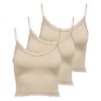 ONLY Womens Cropped Top pack of 3 - ONLVICKY LACE SEAMLESS CROPPED TOP, Strapless Top, Lace Beige XS/S (X-Small/Small)
