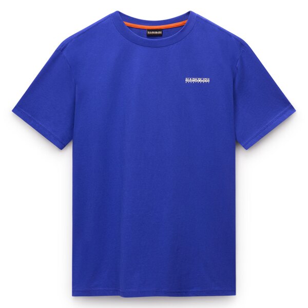 NAPAPIJRI Men T-shirt - S-SMALL BOX, round neck, cotton, logo, plain colour Blue L (Large)