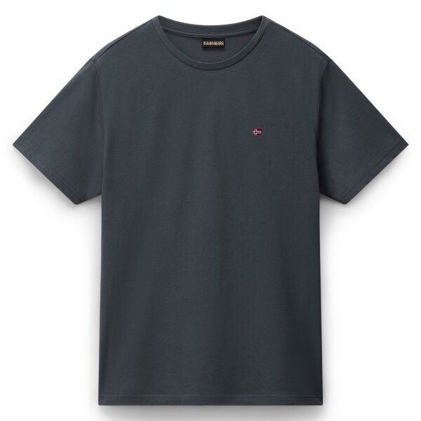 NAPAPIJRI Mens T-shirt - SALIS, Small Flag, Round Neck, Regular Fit, Cotton, Plain Green (Urban) M (Medium)